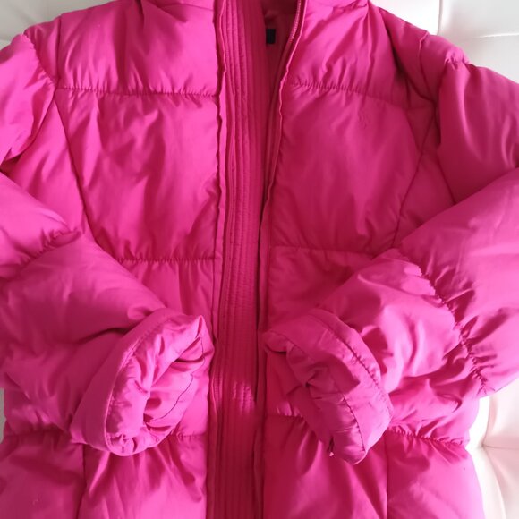 Ralph Lauren Girls Bright Pink Down and Feather Hooded Puffer Jacket Size M/8-10 - Picture 4 of 12
